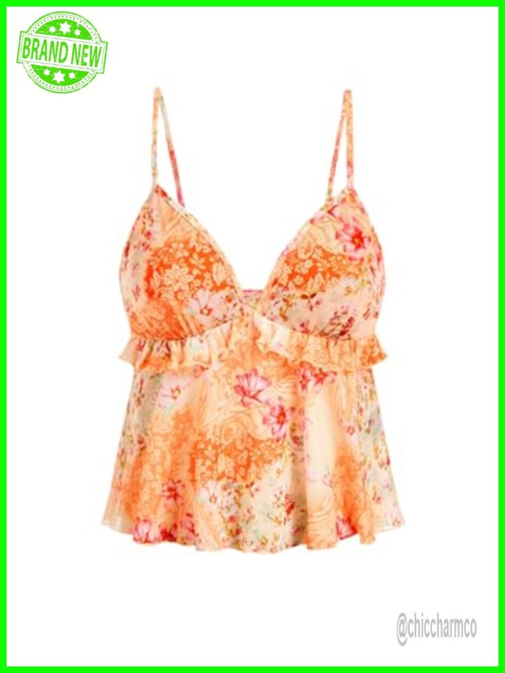 Floral Mesh Baby Doll Cami Top Sleeveless Ruffle Y2K Summer